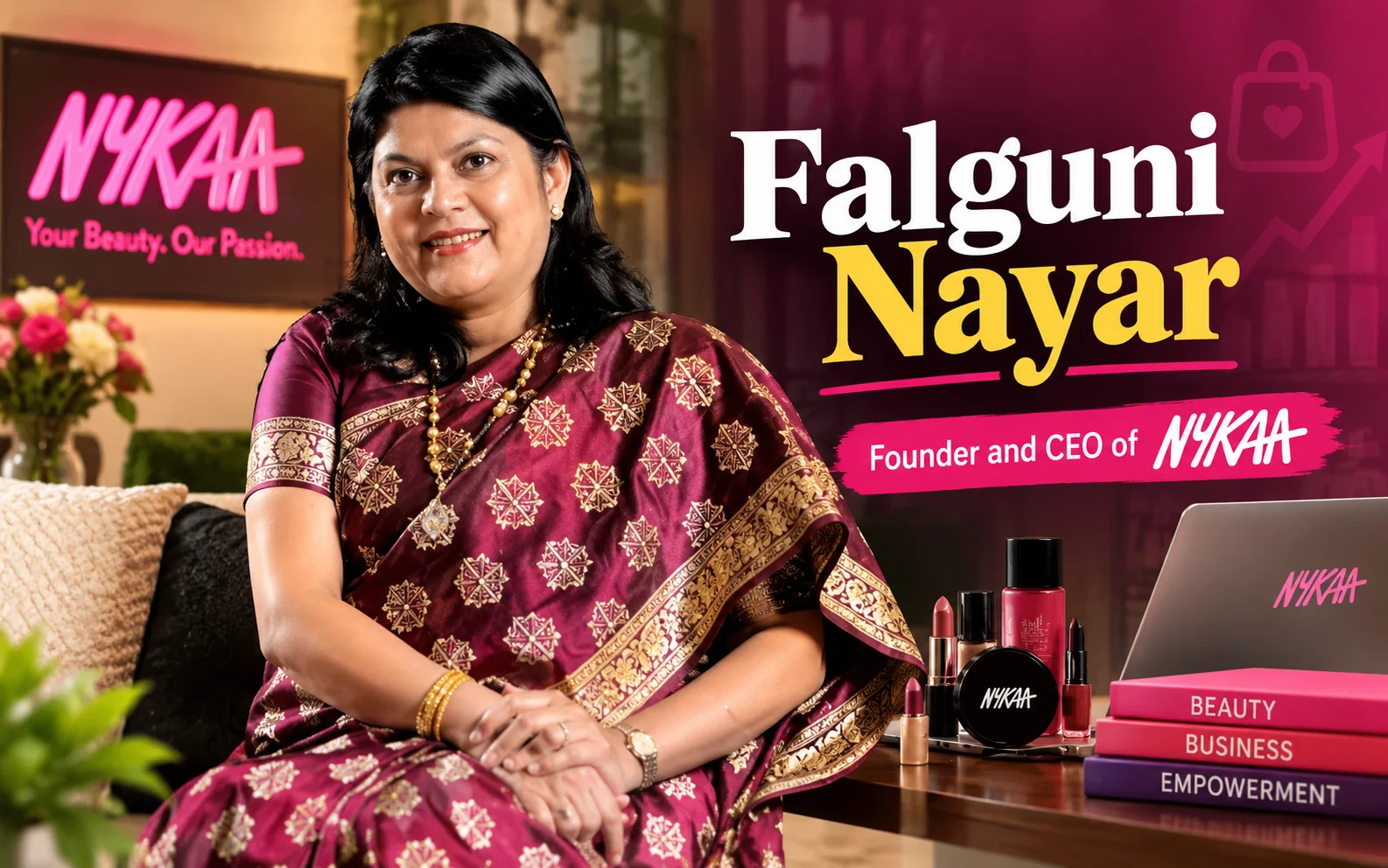 Falguni Nayar: The Bold Woman Who Built a ₹76,000 Crore Beauty Empire at 50 Falguni Nayar